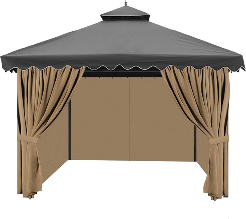 aonear Gazebo Privacy Curtains 10' x 12' with Zipper 4-Panels Side Wall Universal Replacement for Patio, Outdoor Canopy, Garden and Backyard (Curtain Only) - Image 3